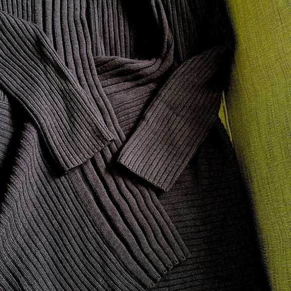 Bianco & Blu Italian Wool Waterfall Cardigan Longline Chunky Ribbed Knit Plum - Picture 6 of 12